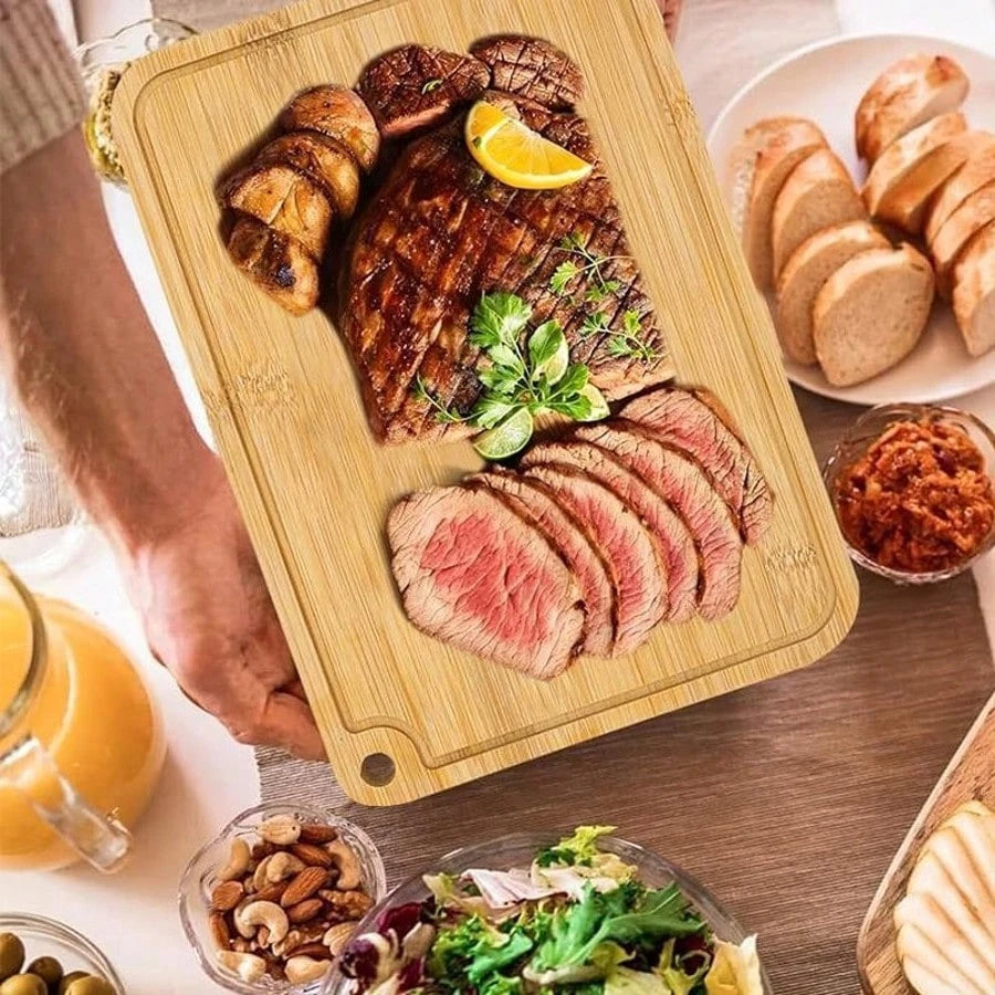 Planche à découper en bambou avec rainures