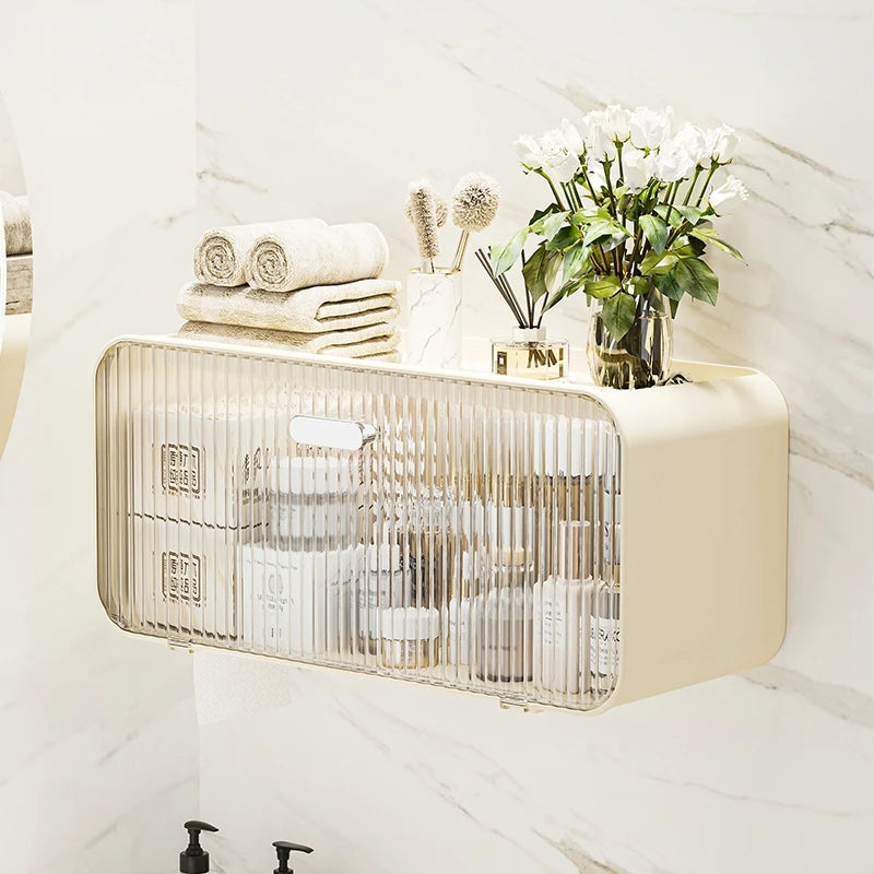 Étagère murale salle de bain avec boîte à mouchoirs