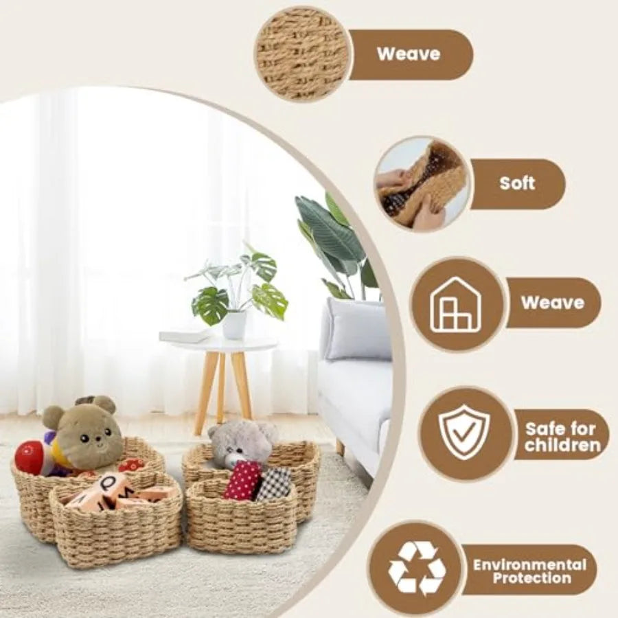 Lot de 4 paniers de rangement en osier tressé