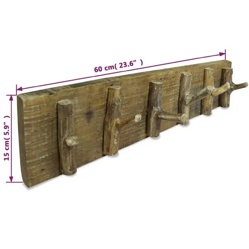 Porte-manteau rustique en bois 60x15cm