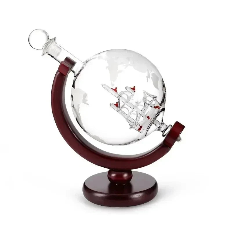 Ensemble carafe globe créative 900ml avec support bois