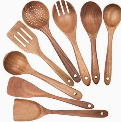 Ensemble ustensiles pâtisserie en bois avec seau de rangement