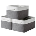 Lot de 3 paniers de rangement pliables en tissu de lin