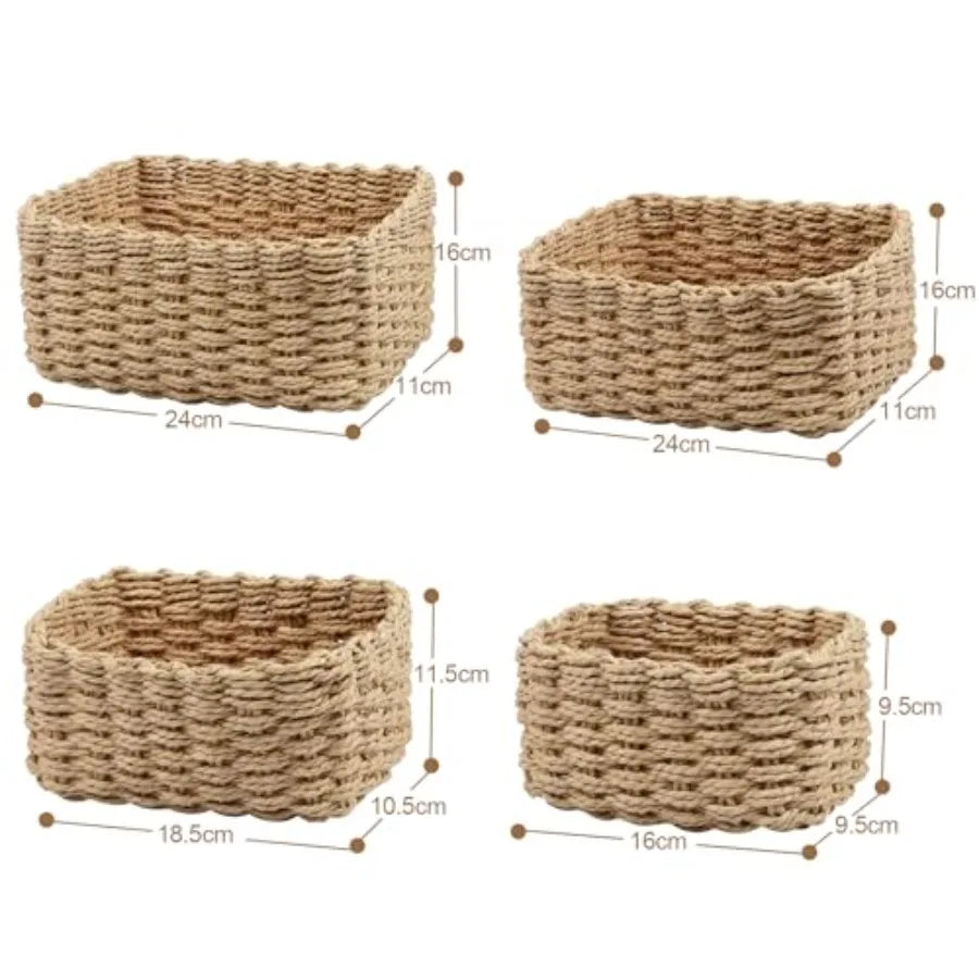 Lot de 4 paniers de rangement en osier tressé