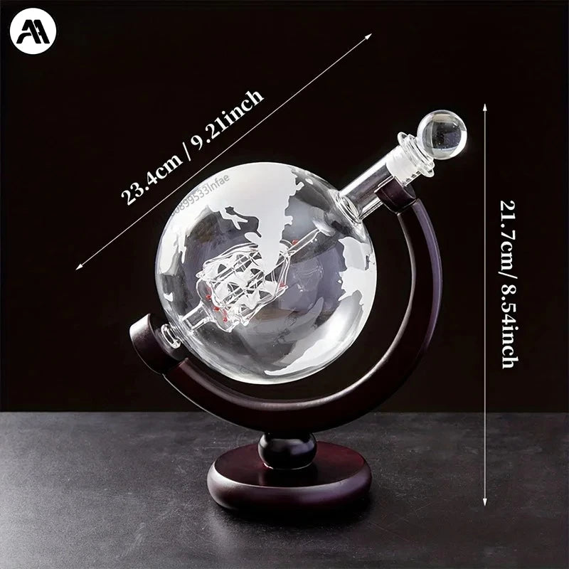 Ensemble carafe globe créative 900ml avec support bois