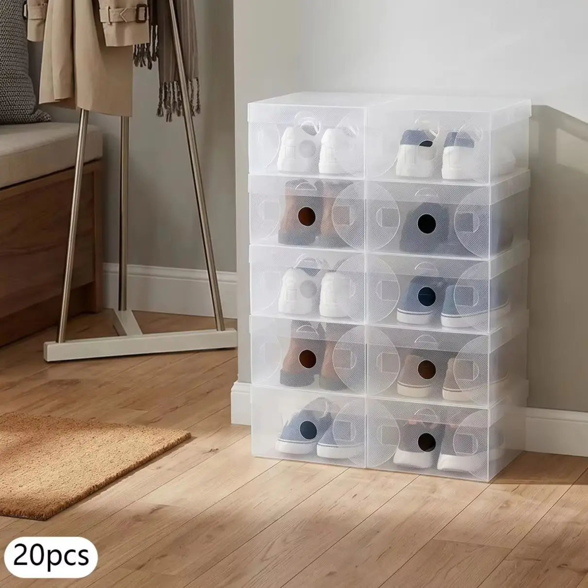 Boîtes à chaussures empilables transparentes (lot de 20)