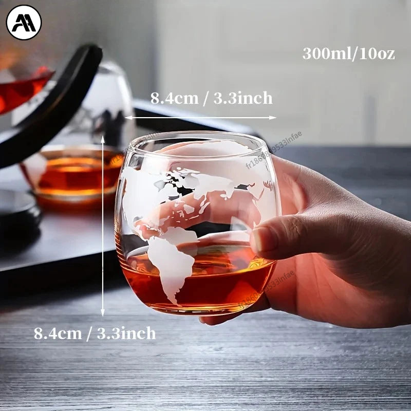 Ensemble carafe globe créative 900ml avec support bois