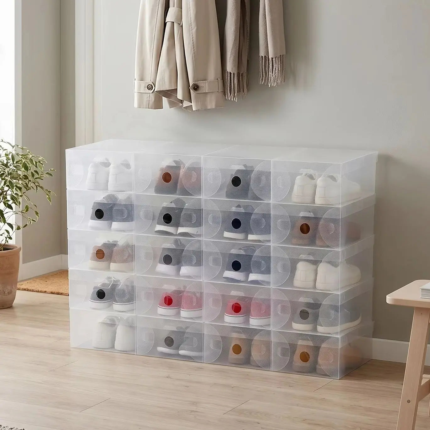 Boîtes à chaussures empilables transparentes (lot de 20)