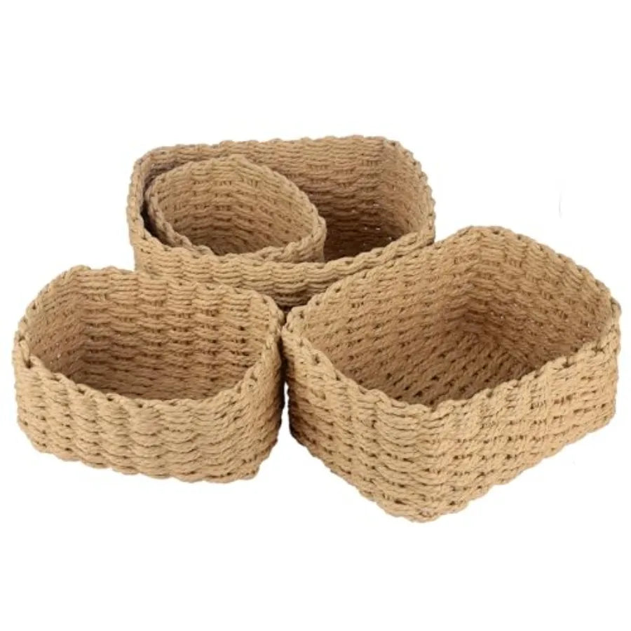 Lot de 4 paniers de rangement en osier tressé