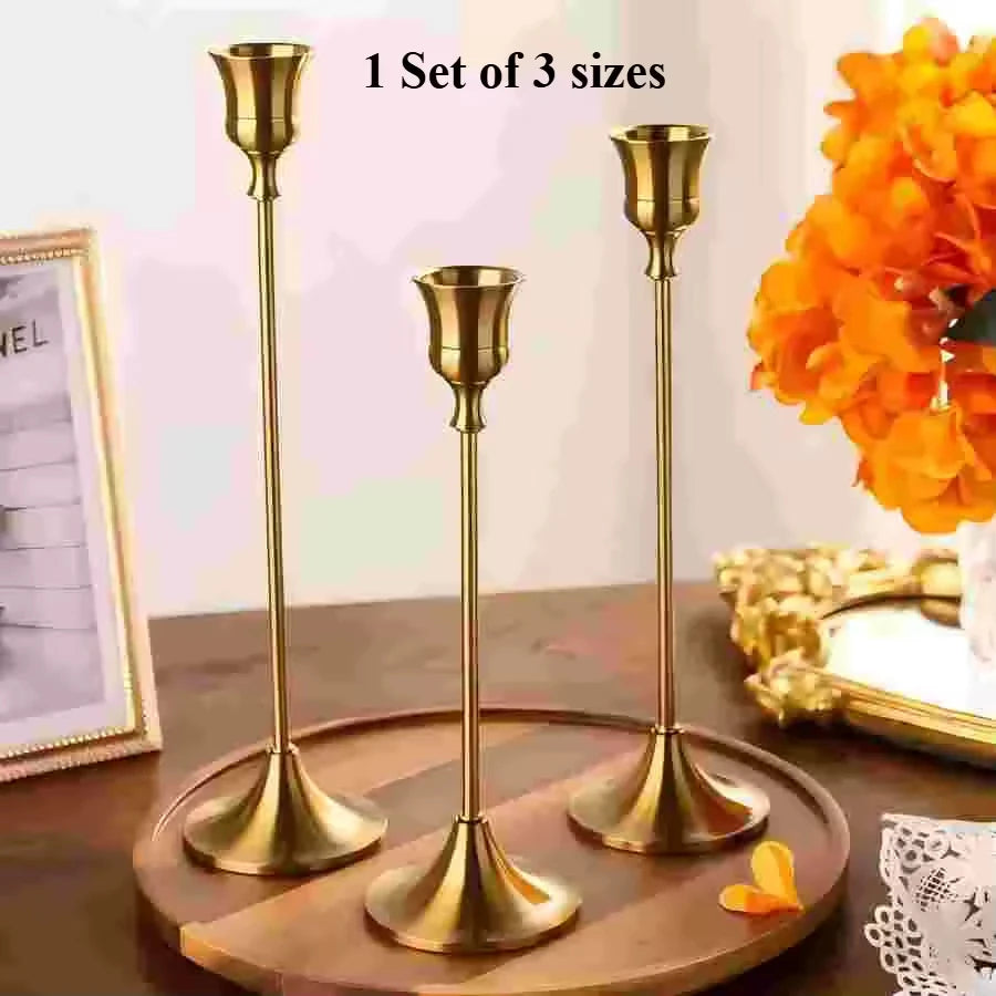Bougeoirs métal style européen (lot de 3)