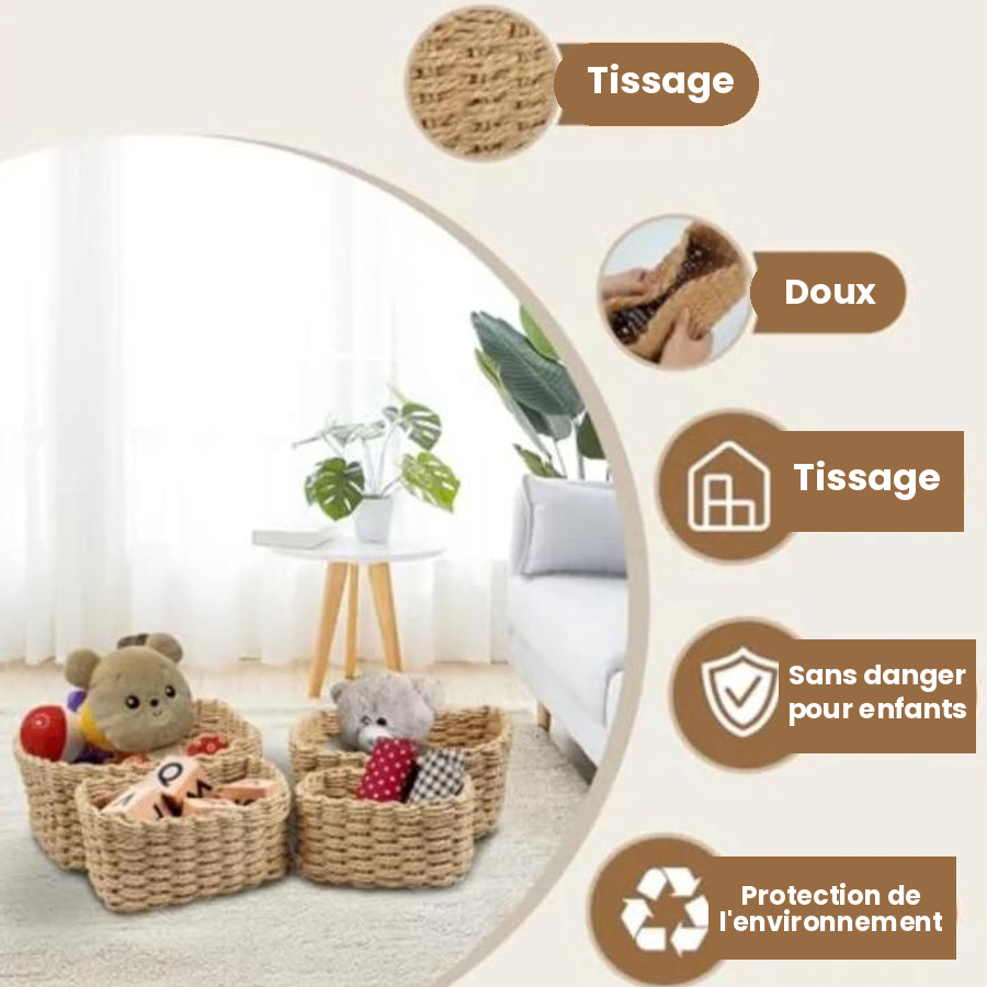 Lot de 4 paniers de rangement en osier tressé