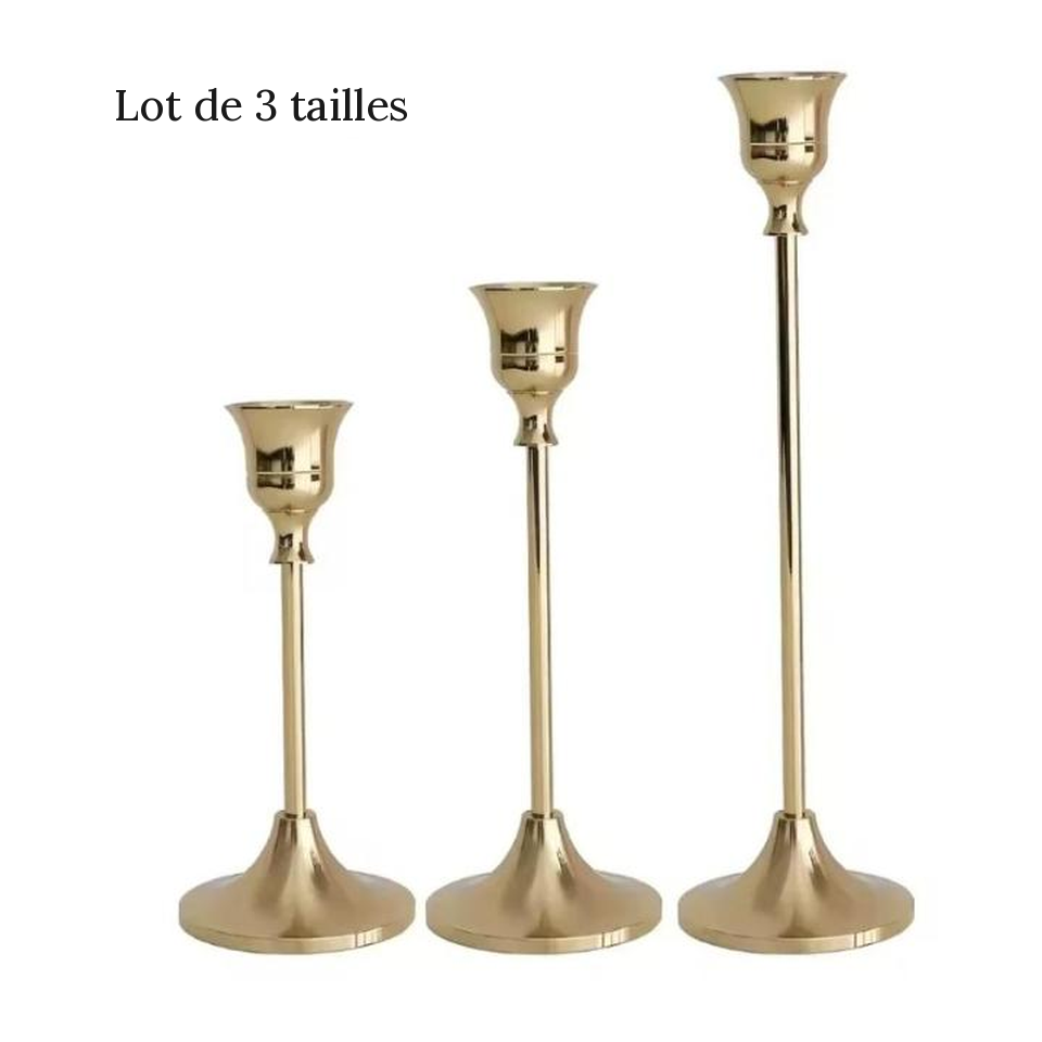 Bougeoirs métal style européen (lot de 3)