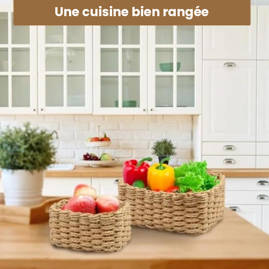 Lot de 4 paniers de rangement en osier tressé