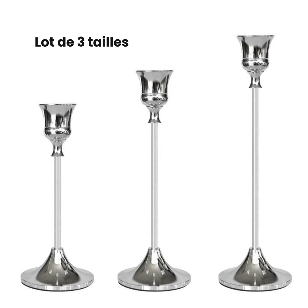 Bougeoirs métal style européen (lot de 3)