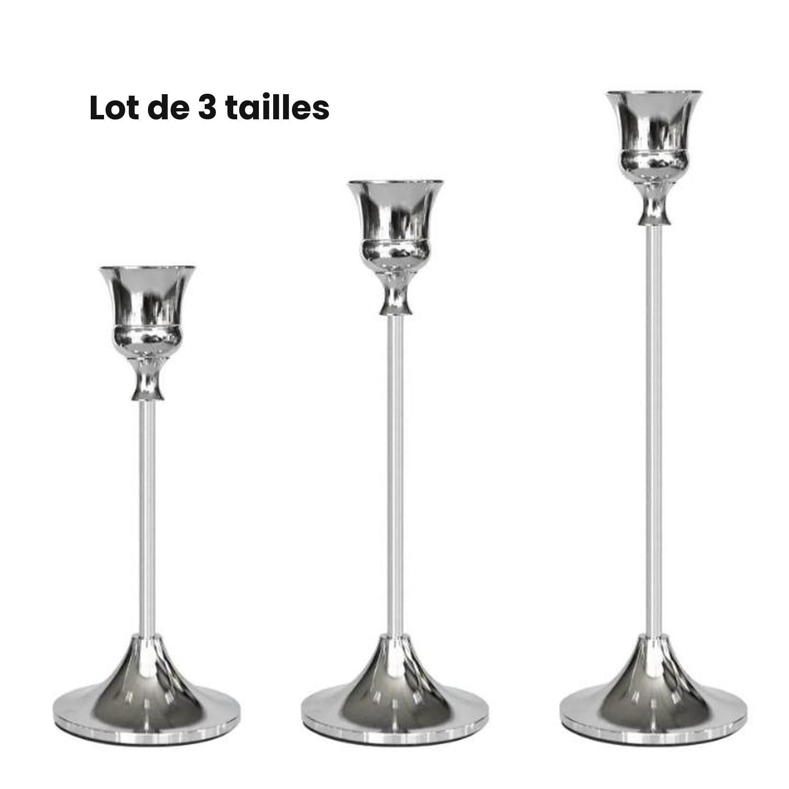 Bougeoirs métal style européen (lot de 3)