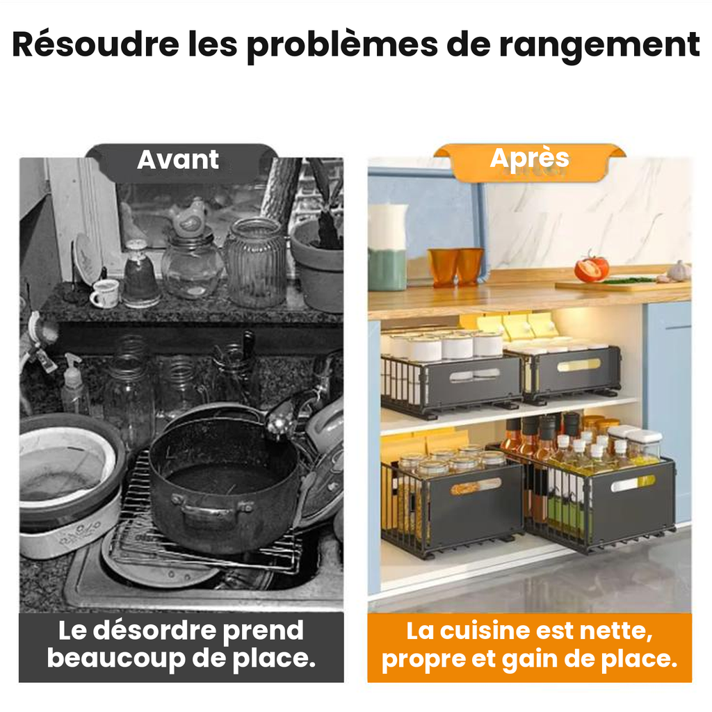 Étagère de rangement coulissante organiseur de placard