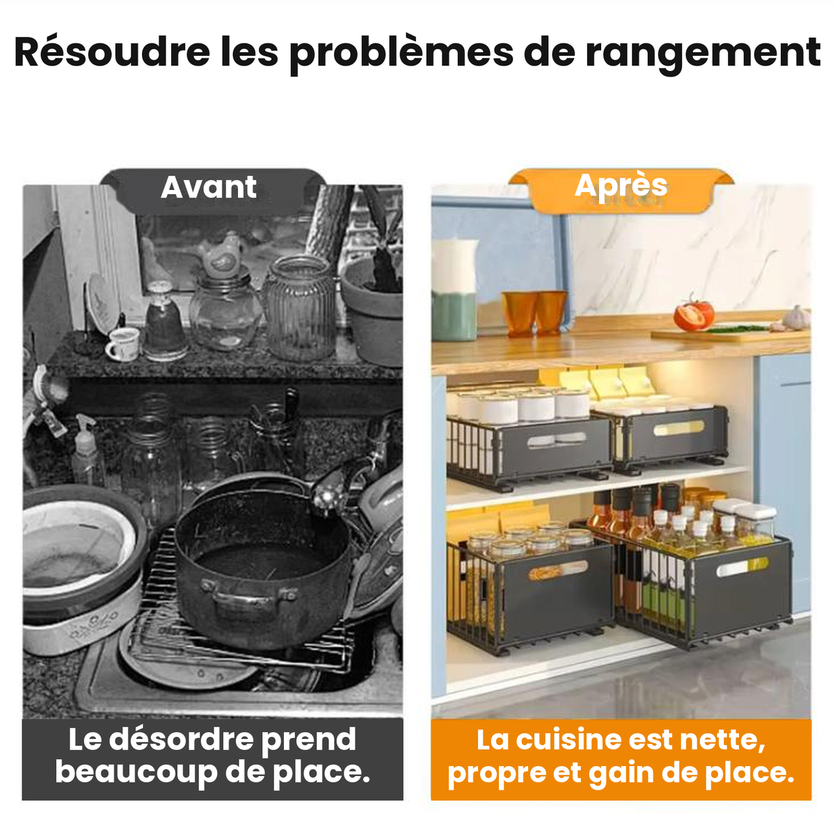 Étagère de rangement coulissante organiseur de placard
