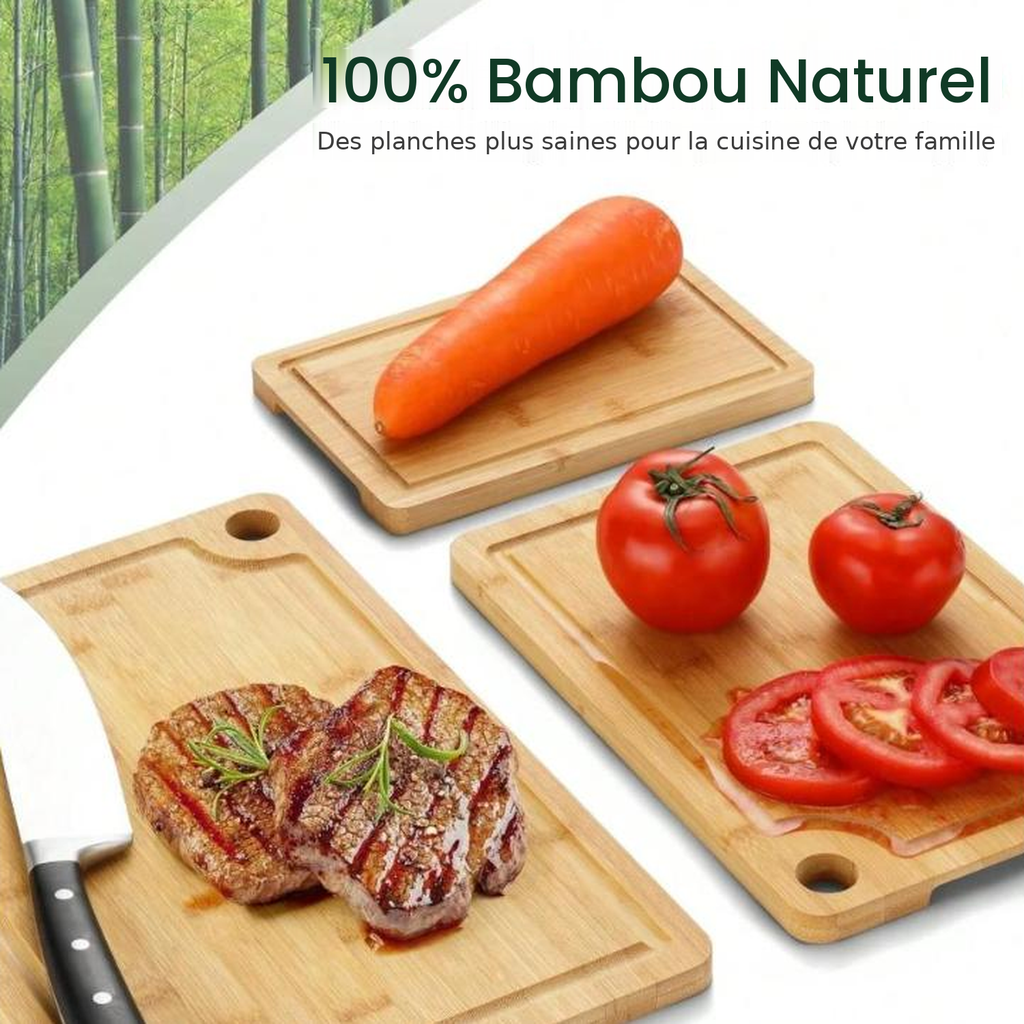 Planche à découper en bambou avec rainures